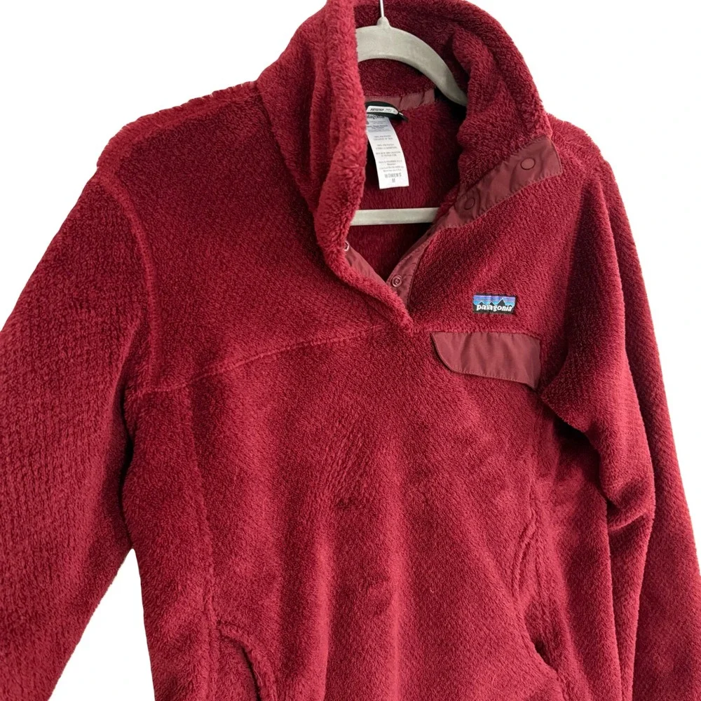 Patagonia Re-Tool Snap-T‎ Fleece Pullover Burgundy Red Medium Cozy Hiking Layer